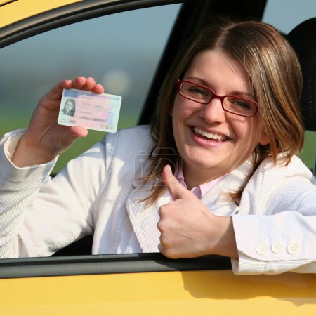 Woman with driving licence