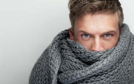 Close Up Portrait of Scarf covering Face