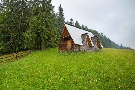 Wooden hut under Tatra mountains in Zakopane
