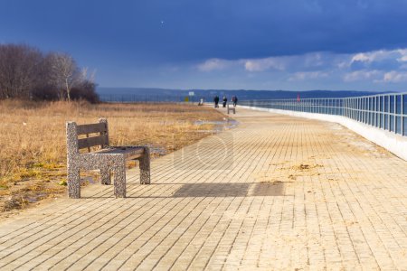 Bench at Baltic sea pathway in Gdansk