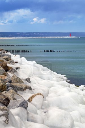 Icy Baltic sea coast at winter time