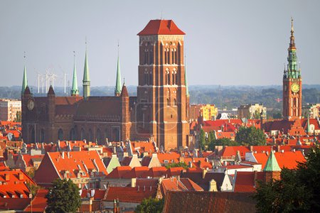 Panorama of old town of Gdansk with historic buildings