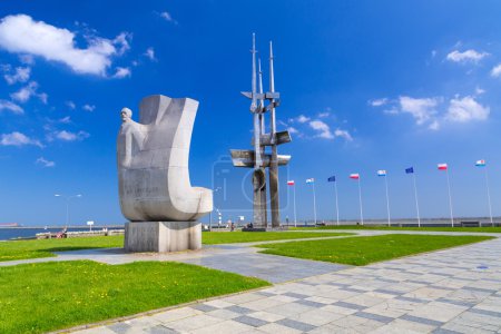 Joseph Conrad monument in Gdynia at Baltic Sea