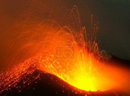 Active volcano in eruption