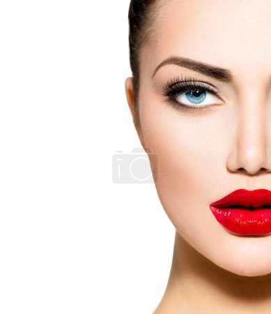 Beauty Portrait. Professional Makeup for Brunette with Blue eyes