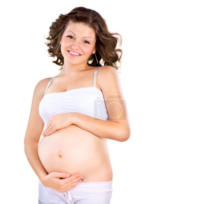 Beauty Pregnant Woman isolated on a White background