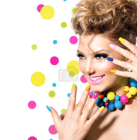 Girl with Colorful Makeup, Nail polish