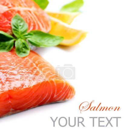 Salmon Raw Fillet. Red Fish isolated on a White Background