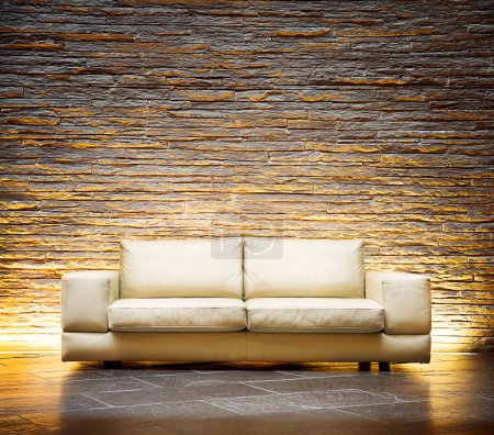 Leather beige sofa