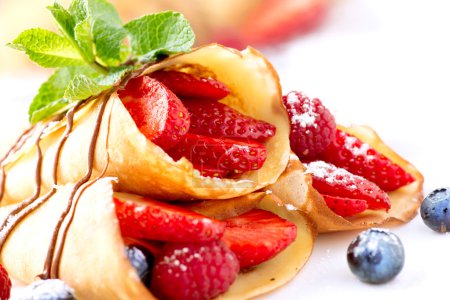 Crepes With Berries. Crepe with Strawberry, Raspberry, Blueberry