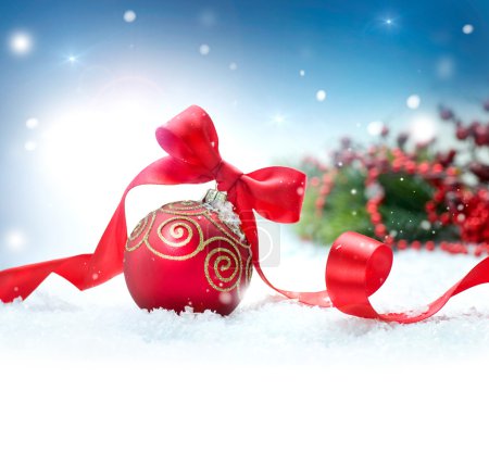 Christmas Holiday Background with Decorations and Snowflakes