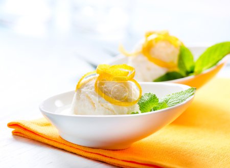 Ice Cream. Homemade Lemon Icecream Dessert