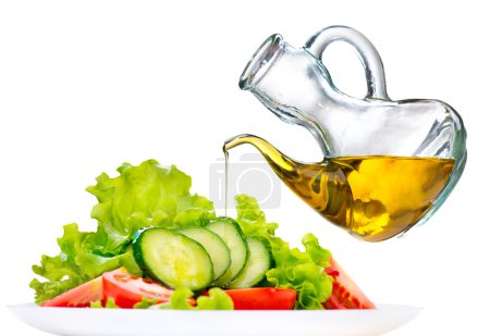 Healthy vegetable salad with olive oil