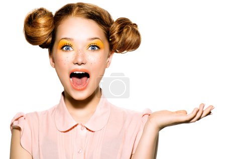Joyful teen girl with freckles