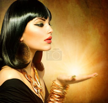 Egyptian Style Woman with Magic Light in Her Hand