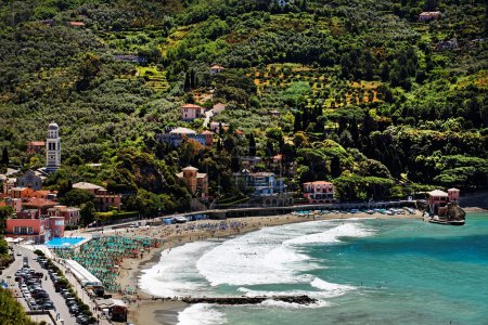 Beautiful beach with view on mediterranean in Levanto in Italy