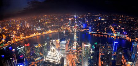 Shanghai night aerial view