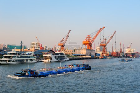 Shanghai Huangpu River with boat