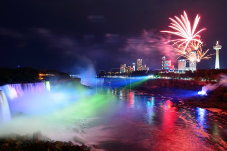 Niagara Falls and fireworks