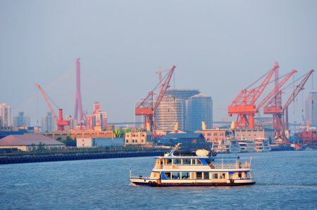 Shanghai Huangpu River with boat