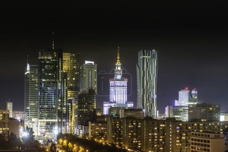 Downtown Warsaw at night