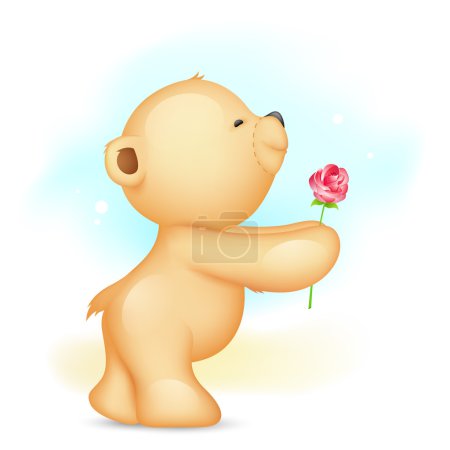 Teddy Bear proposing with Rose