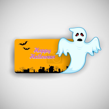 Flying Boo ghost wishing Happy Halloween