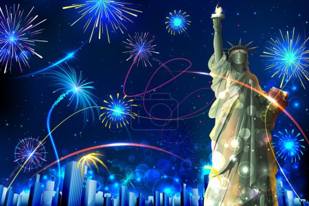 Statue of Liberty on Firework background