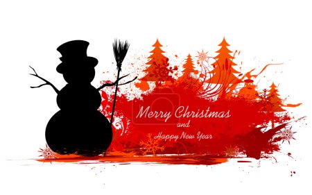 Snowman in Christmas Snowflakes Background