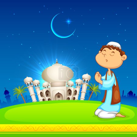 Kid offering namaaz for Eid celebration
