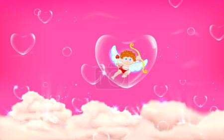 Cupid in Heart Bubble