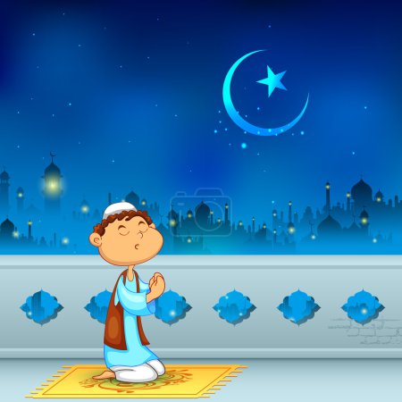 Kid offering namaaz for Eid celebration