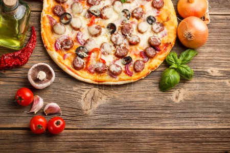 Pizza with ingredients