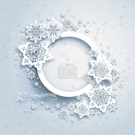 Christmas frame on snow background