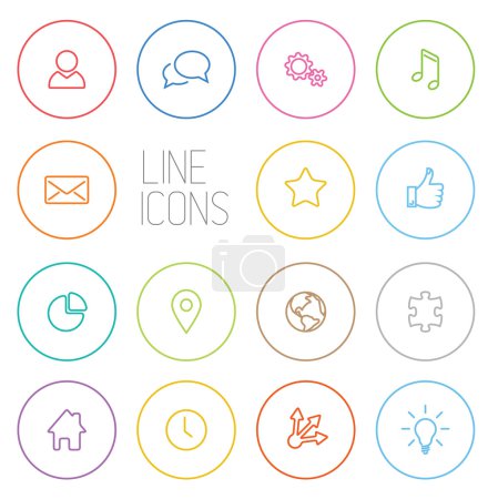 Modern outline circle thin line icon set