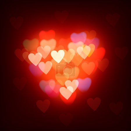 Blurred defocused lights background with hearts