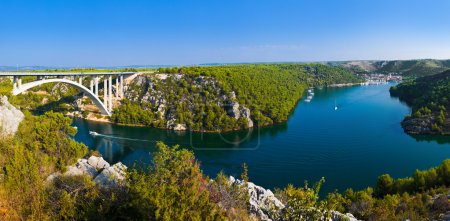 River Krka, bridge and town in Croatia