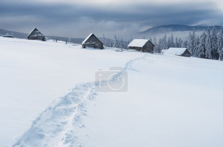 Foot in the snow to the huts