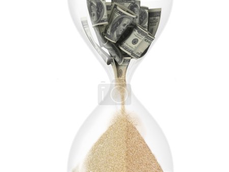 hourglass with dollar inside (time is money concept)