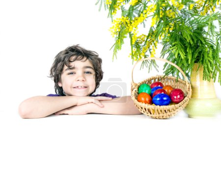 Child with easter eggs