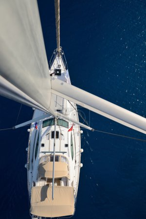 View from the mast on a sailing yacht