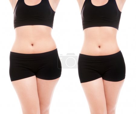 Slim woman's body isolated over white background