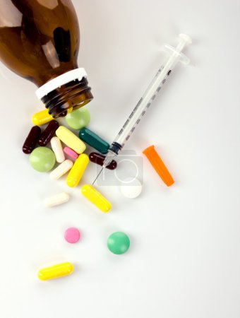 medicaments and insulin syringe