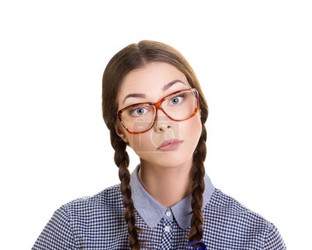 portrait of a  interested girl in  glasses