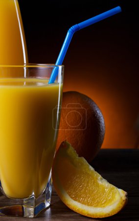 closeup of a orange and juice