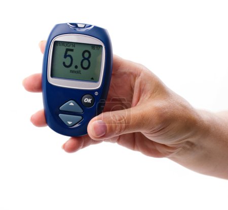 glucometer in woman's  hand