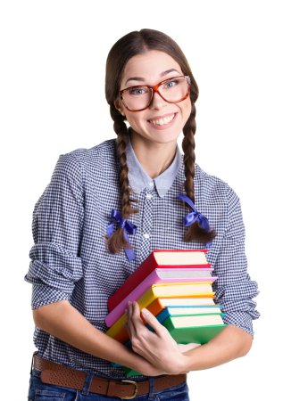 Smiling girl with books