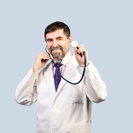 doctor with a stethoscope listening