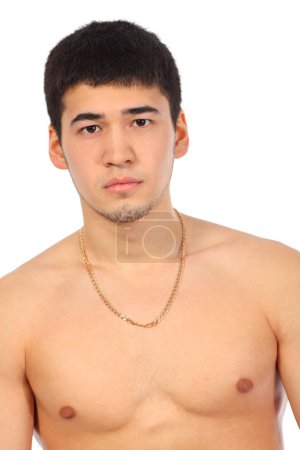 Young asian topless man