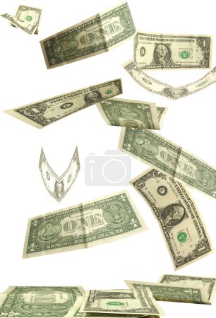 Dollars fall isolated on white background